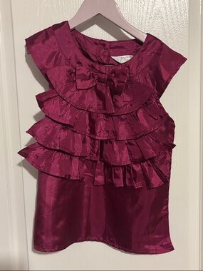 Marc by Marc Jacobs Girls' Ruffled Bow Sleeveless Top - Berry Plum